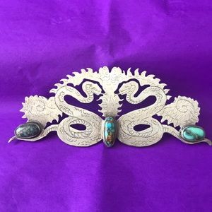Unique snake and turquoise brooch